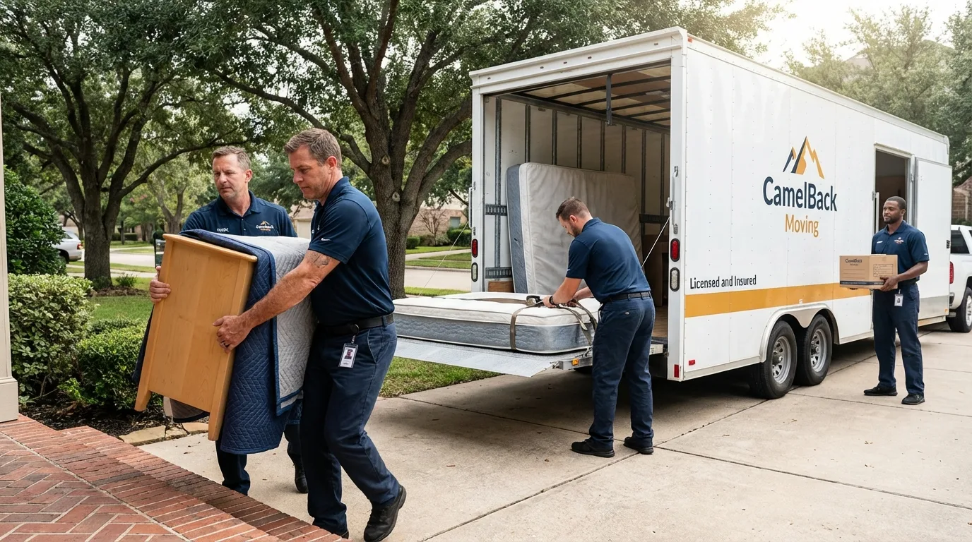 Crew loading residential truck for cross-state move from Carthage, TN