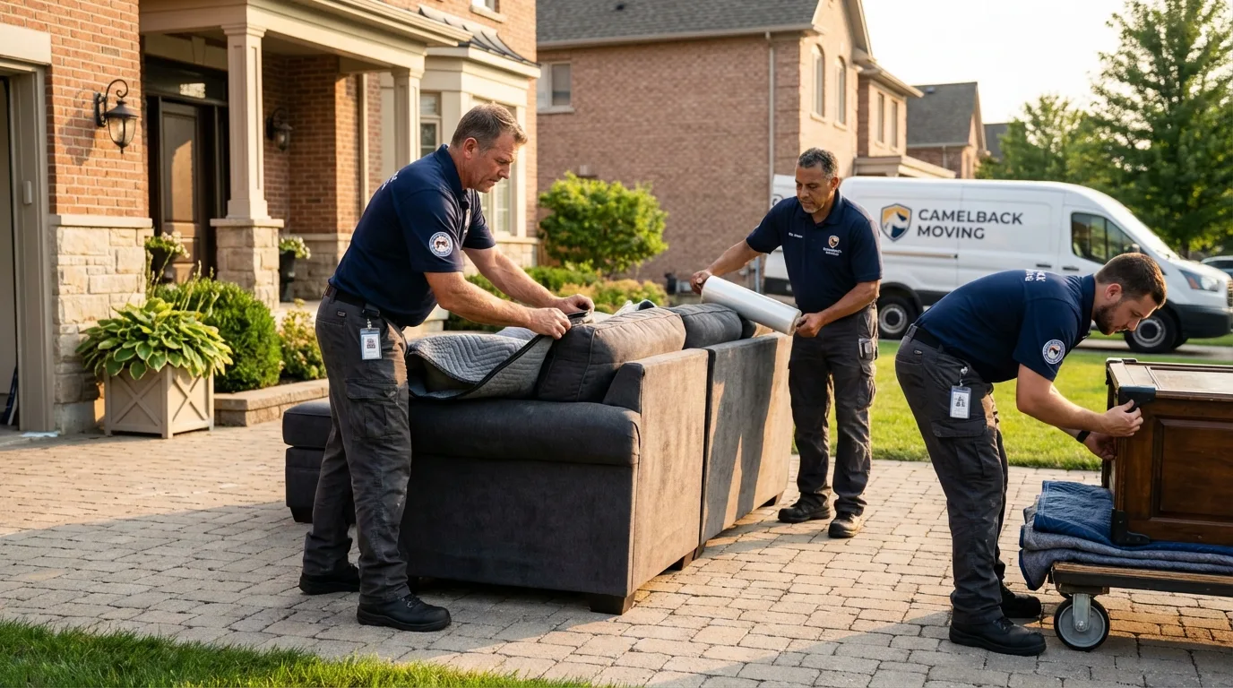 Large estate moving crew wrapping furniture in Carthage, TN